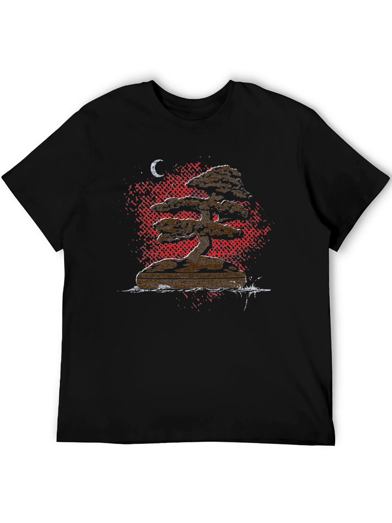 Bonsai Tree Graphic Tee - Black Cotton T-Shirt