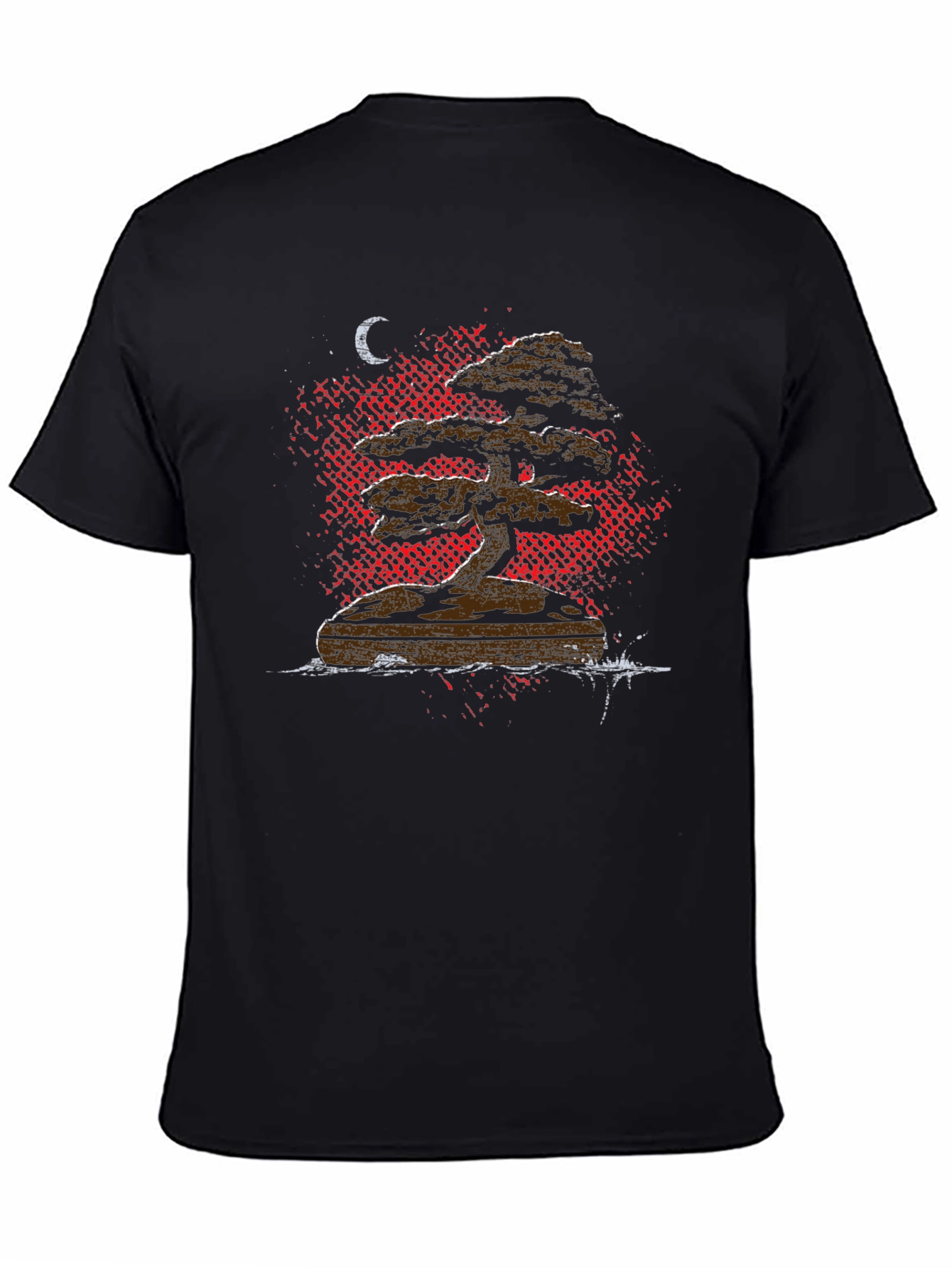 Bonsai Tree Graphic Tee - Black Cotton T-Shirt