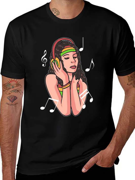 Rasta Woman Listening to Music T-Shirt