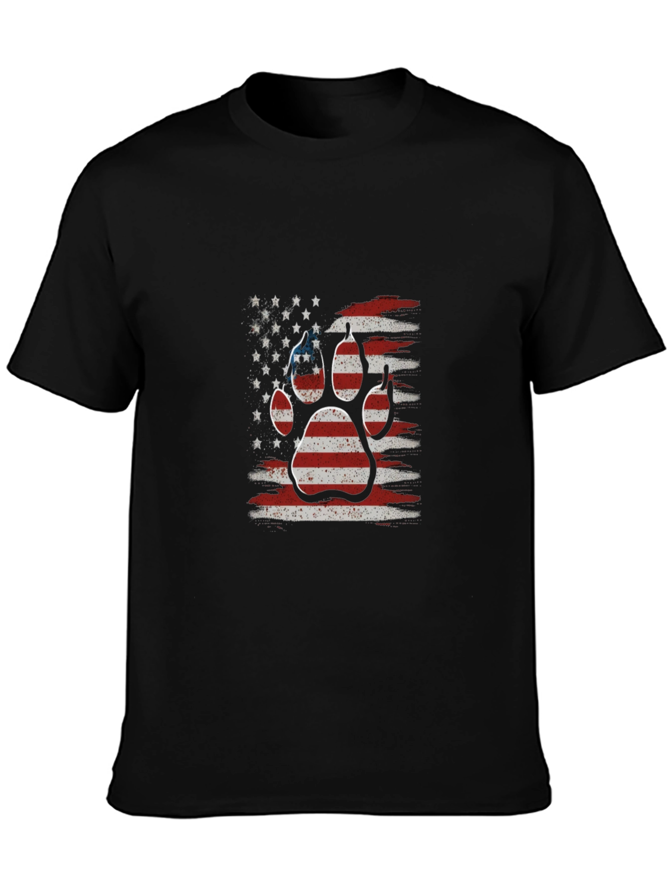 American Flag Dog Paw Print Graphic T-Shirt