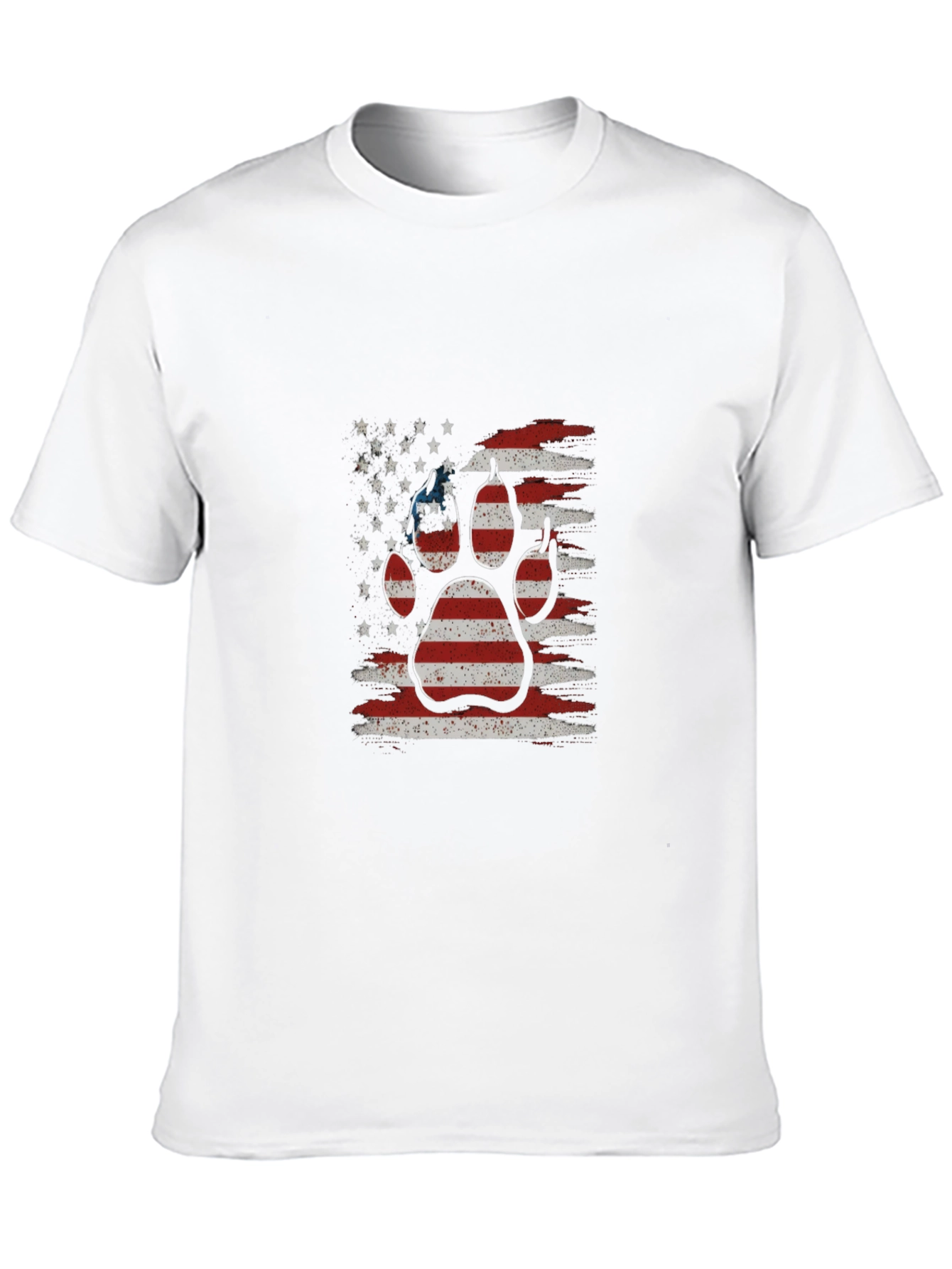 American Flag Dog Paw Print Graphic T-Shirt