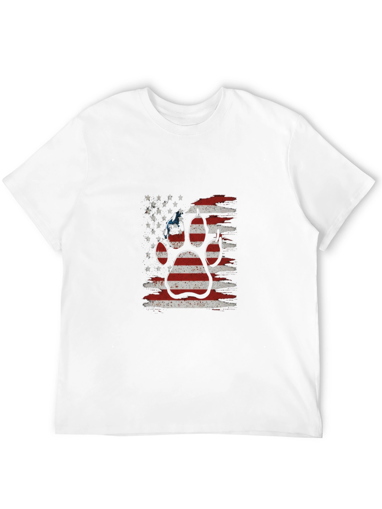 American Flag Dog Paw Print Graphic T-Shirt