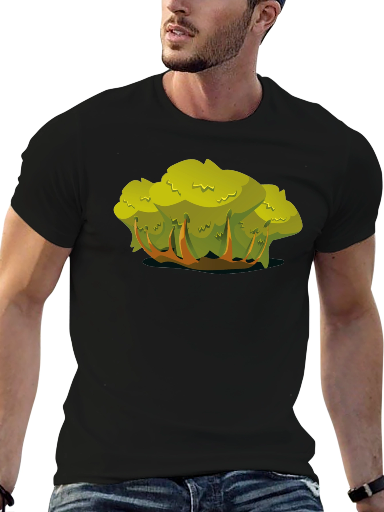 Cartoon Bush Black T-Shirt