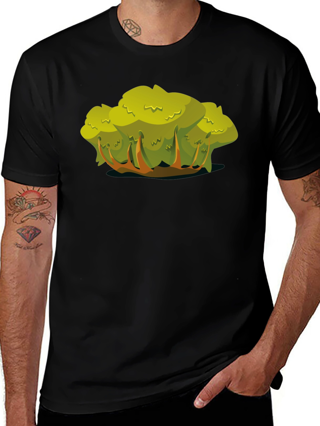 Cartoon Bush Black T-Shirt