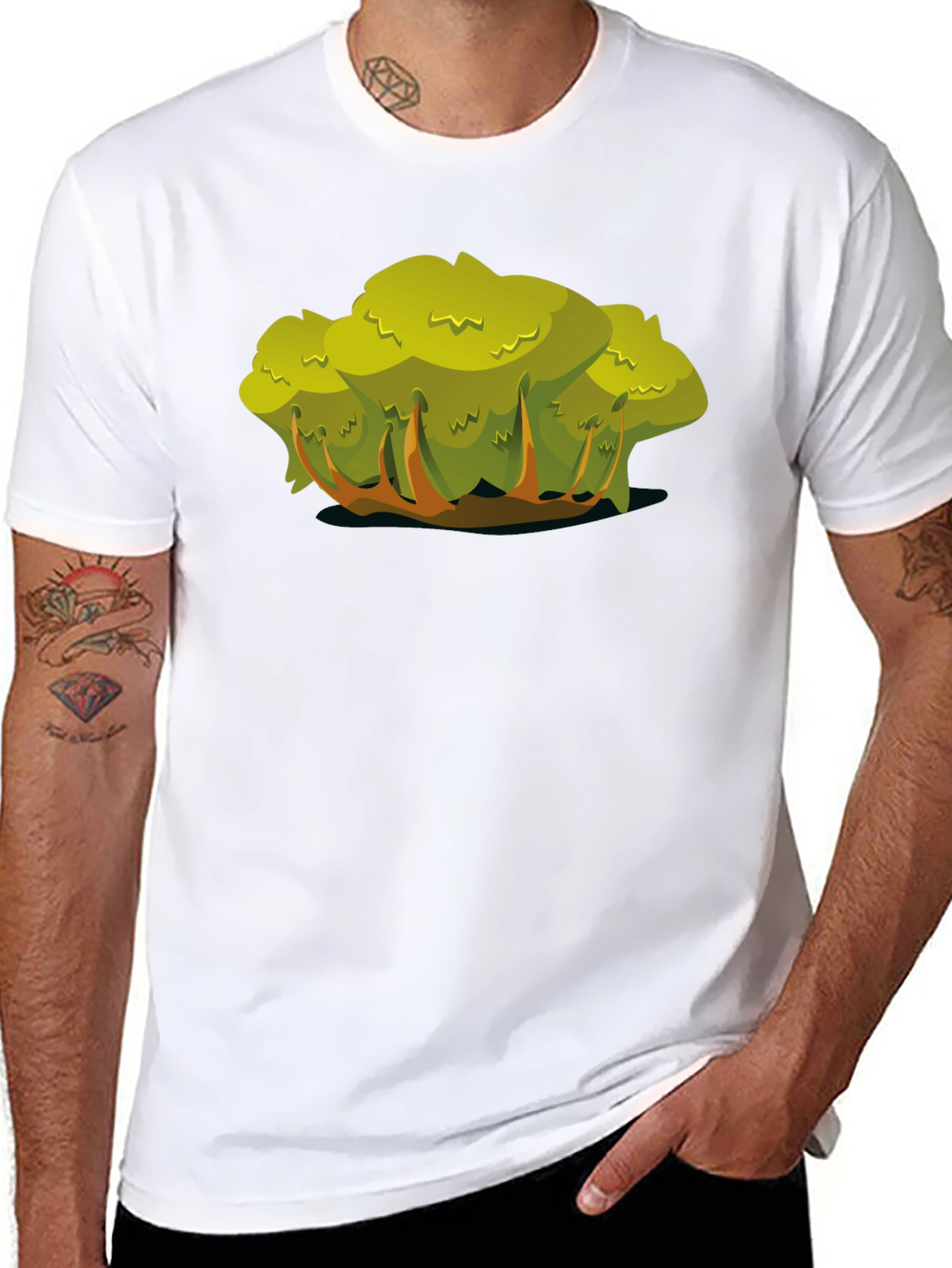 Cartoon Bush Black T-Shirt
