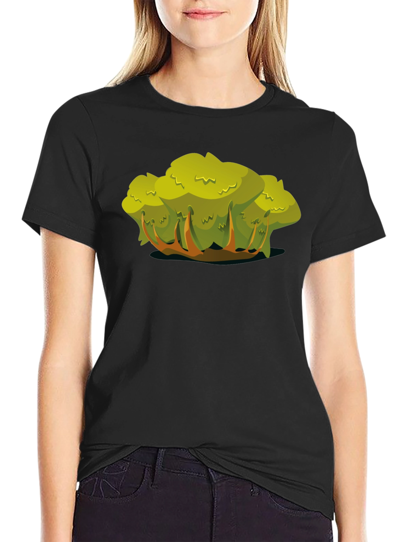 Cartoon Bush Black T-Shirt