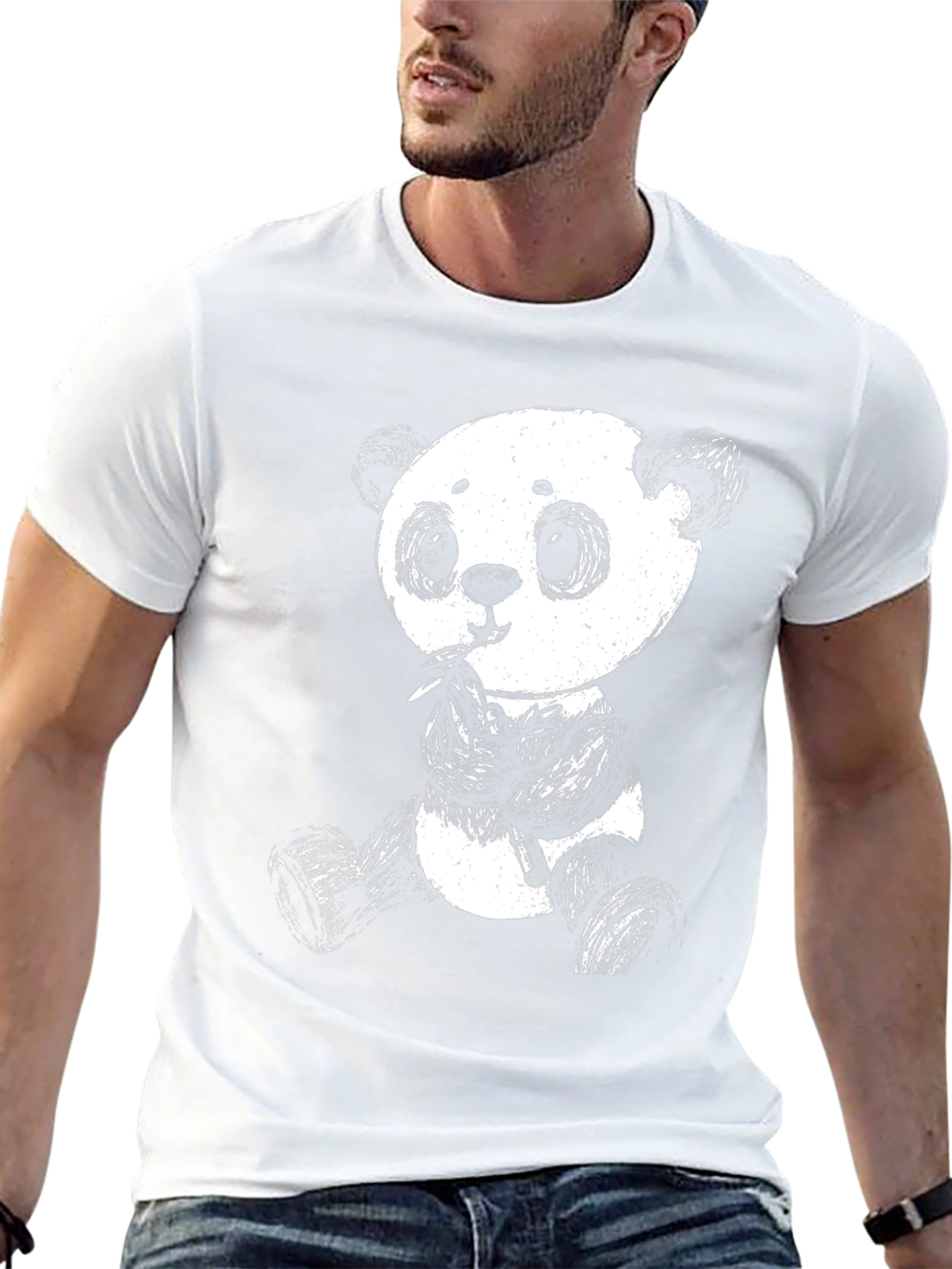 Panda Graphic Tee - Black Cotton Blend Shirt