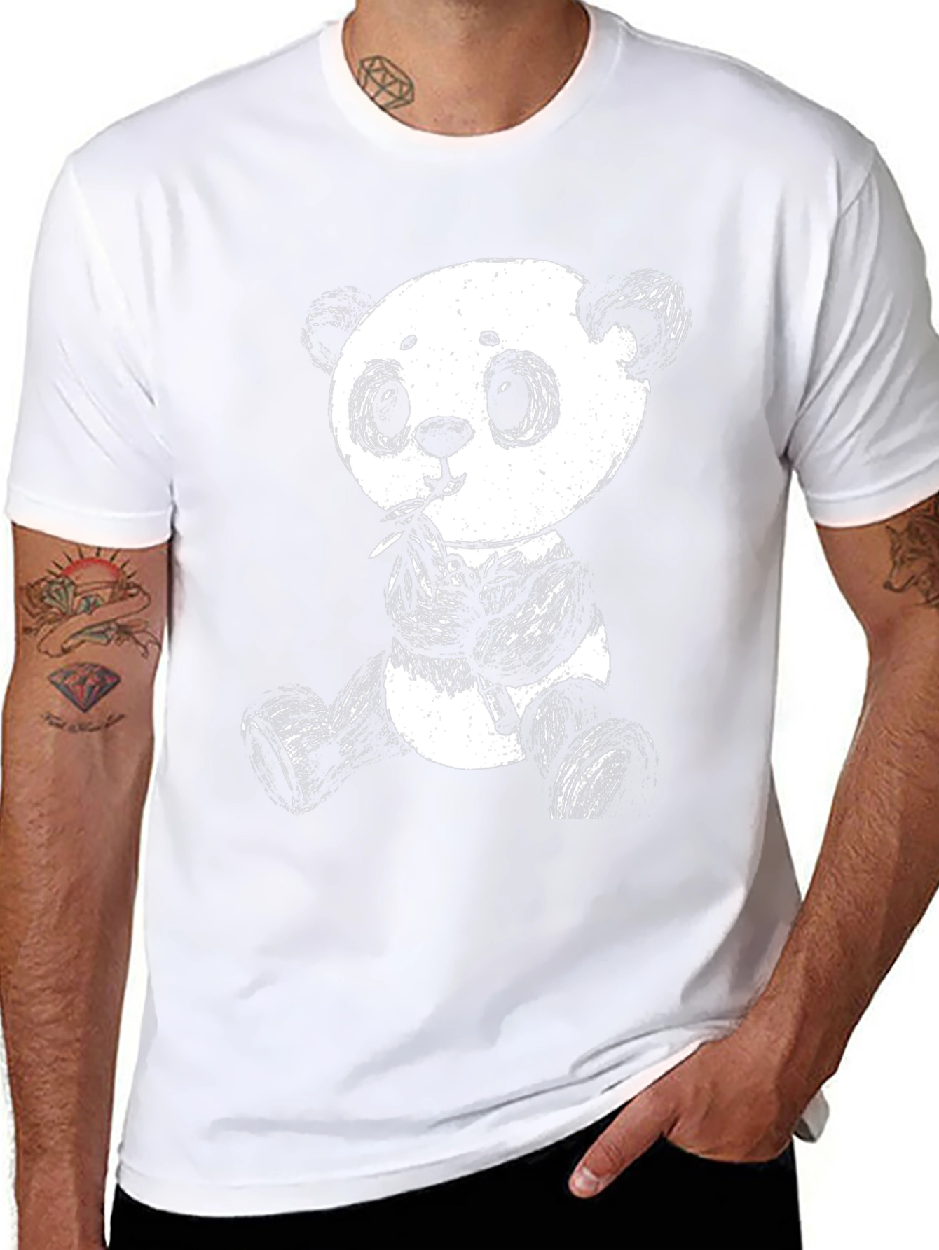 Panda Graphic Tee - Black Cotton Blend Shirt