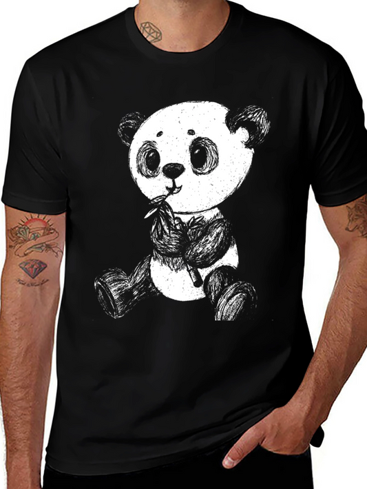 Panda Graphic Tee - Black Cotton Blend Shirt