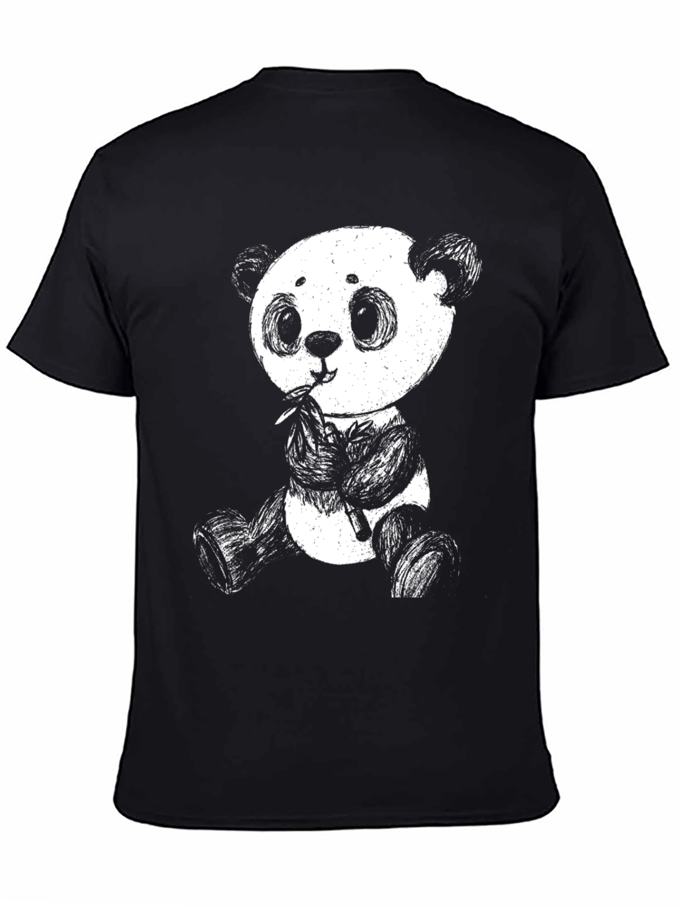 Panda Graphic Tee - Black Cotton Blend Shirt