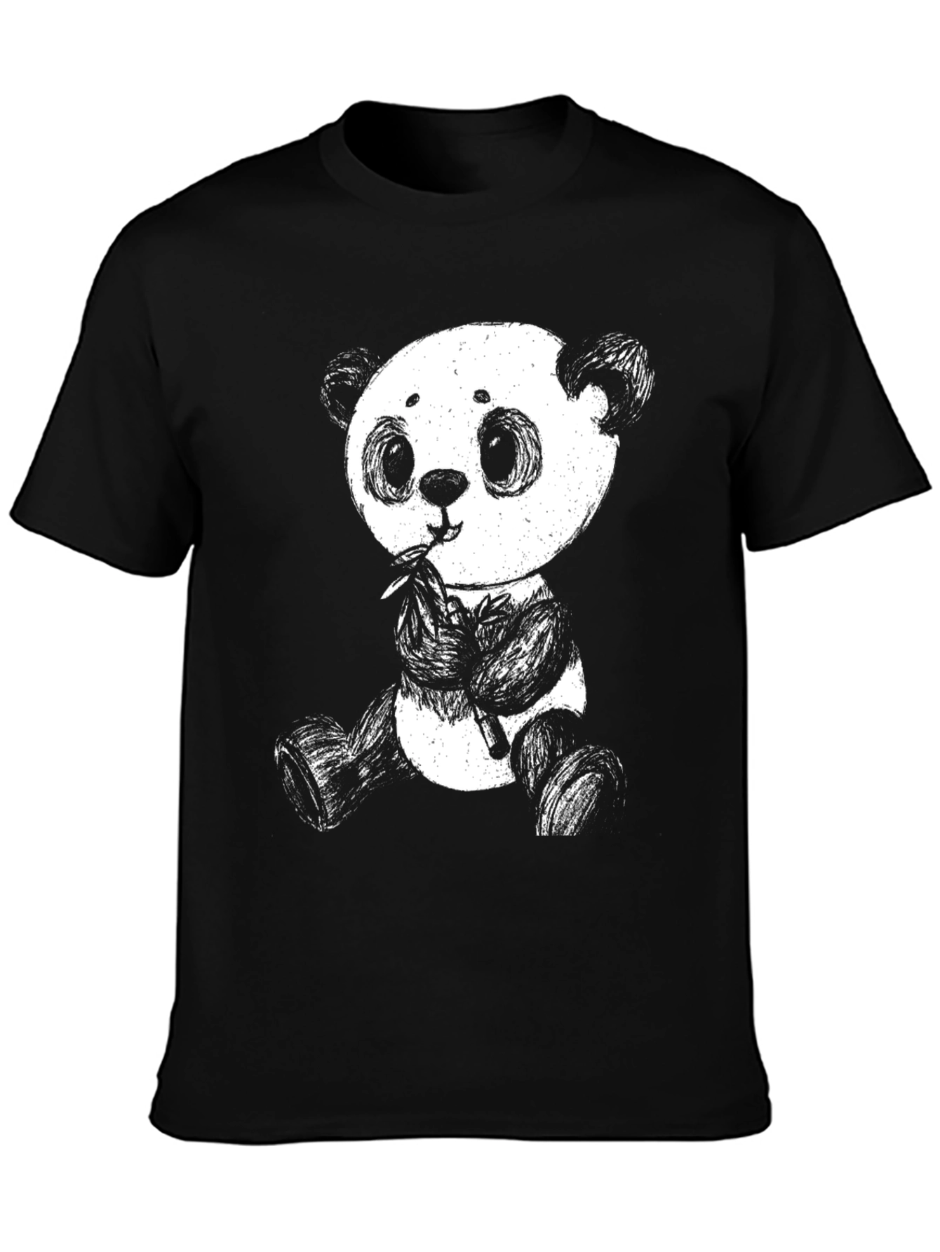 Panda Graphic Tee - Black Cotton Blend Shirt
