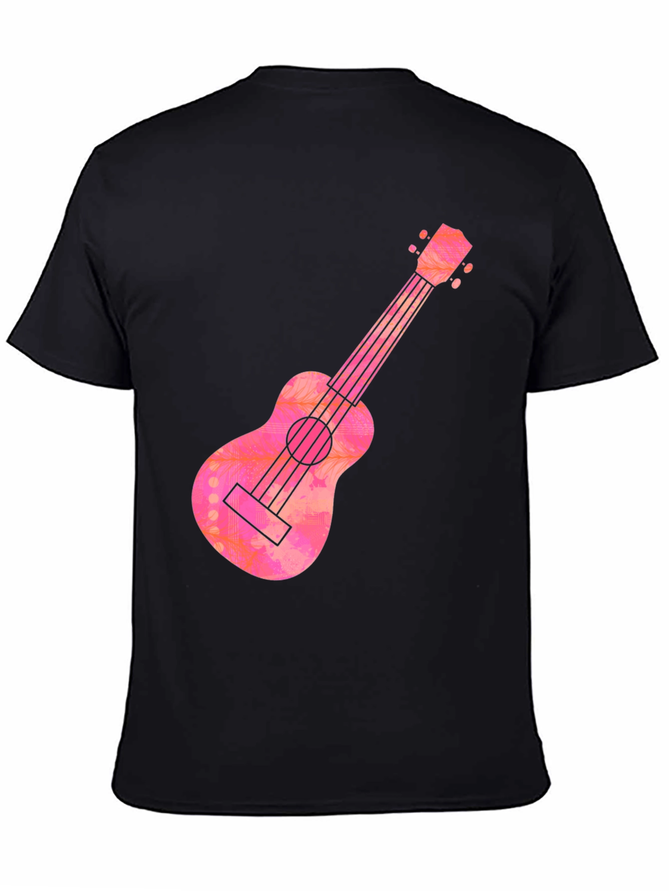 Ukulele Graphic Tee - Casual Black T-Shirt