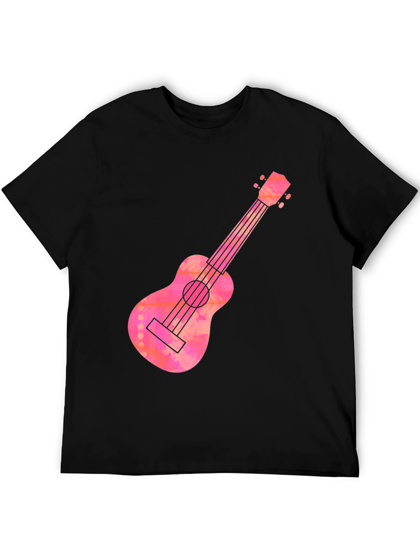 Ukulele Graphic Tee - Casual Black T-Shirt