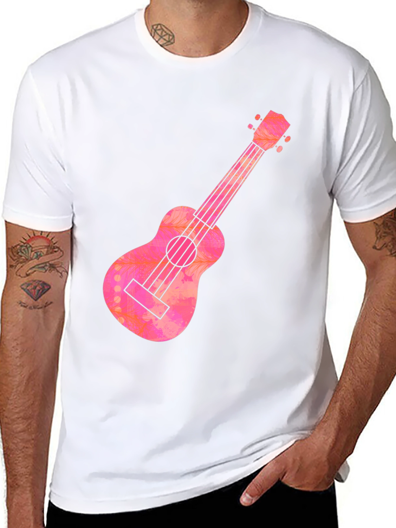 Ukulele Graphic Tee - Casual Black T-Shirt