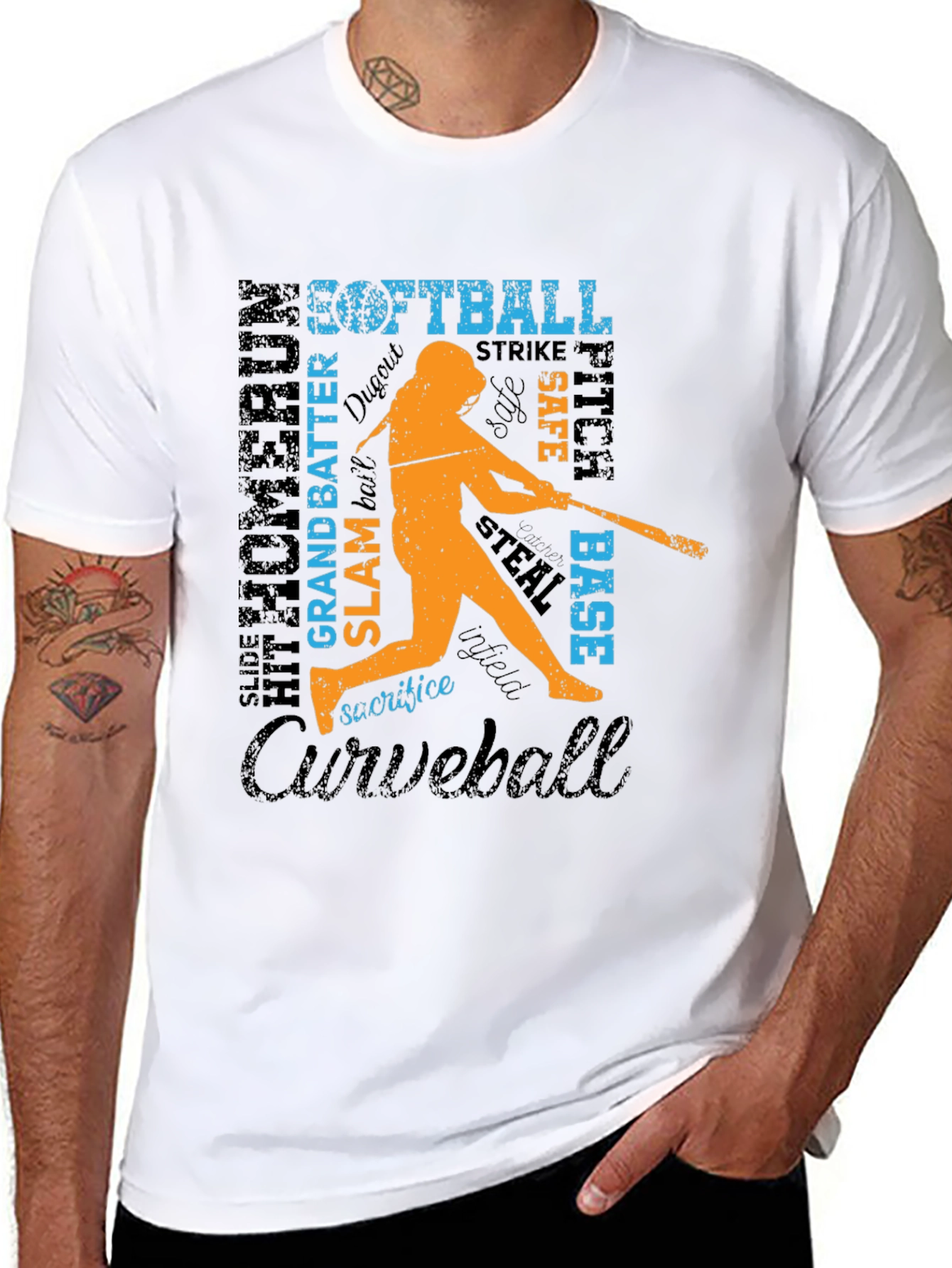 Softball Word Art Graphic T-Shirt