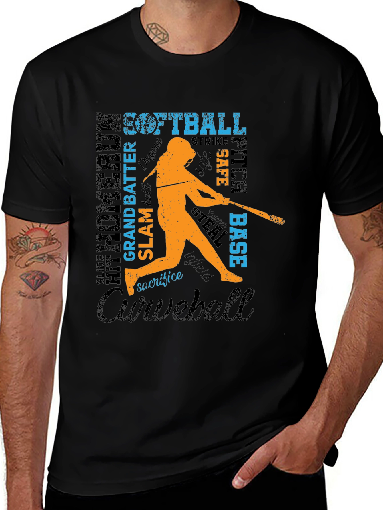 Softball Word Art Graphic T-Shirt