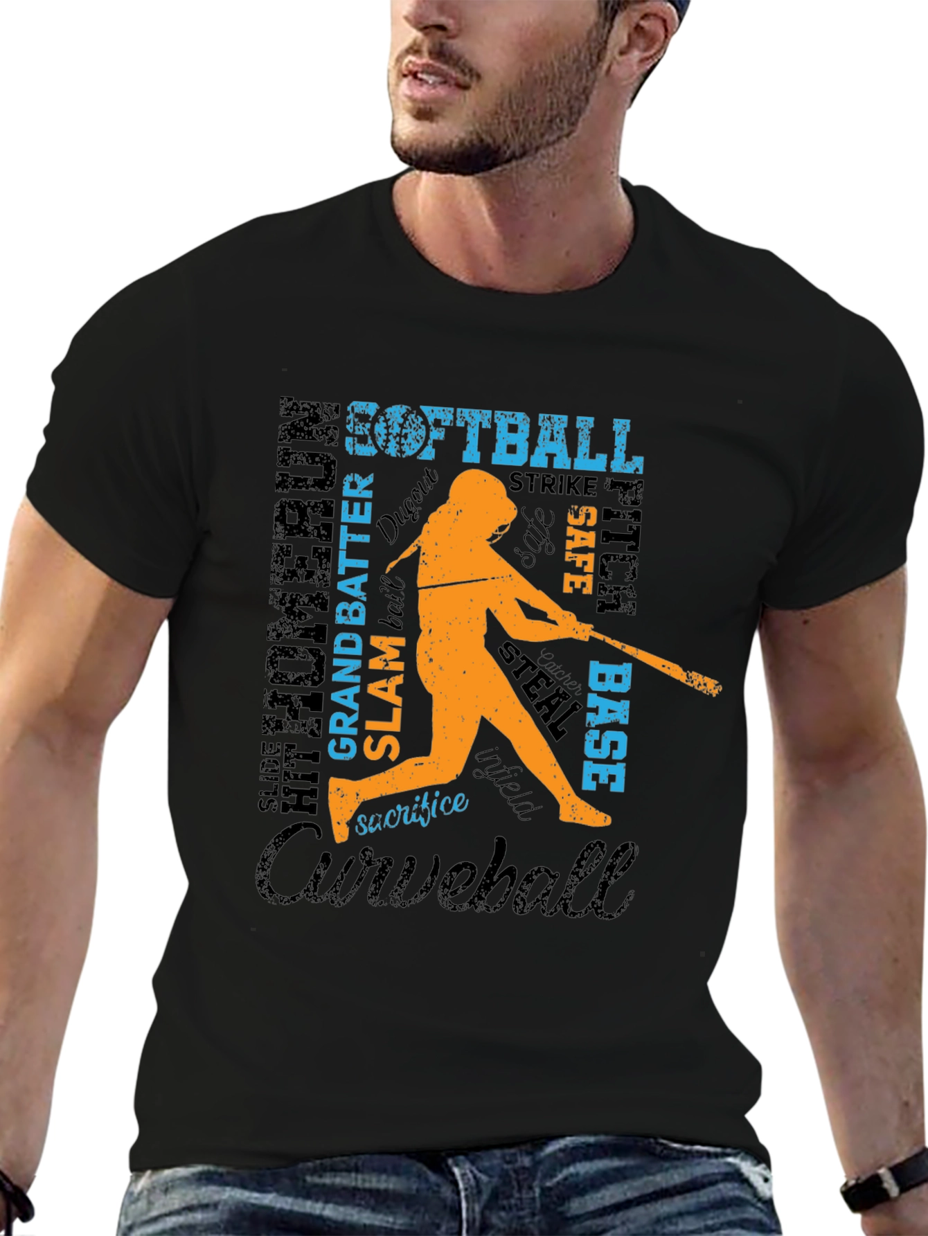 Softball Word Art Graphic T-Shirt