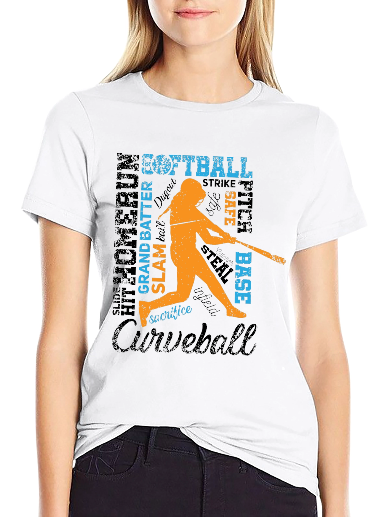 Softball Word Art Graphic T-Shirt