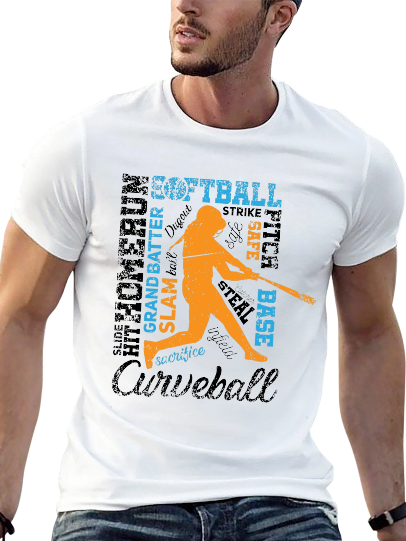 Softball Word Art Graphic T-Shirt