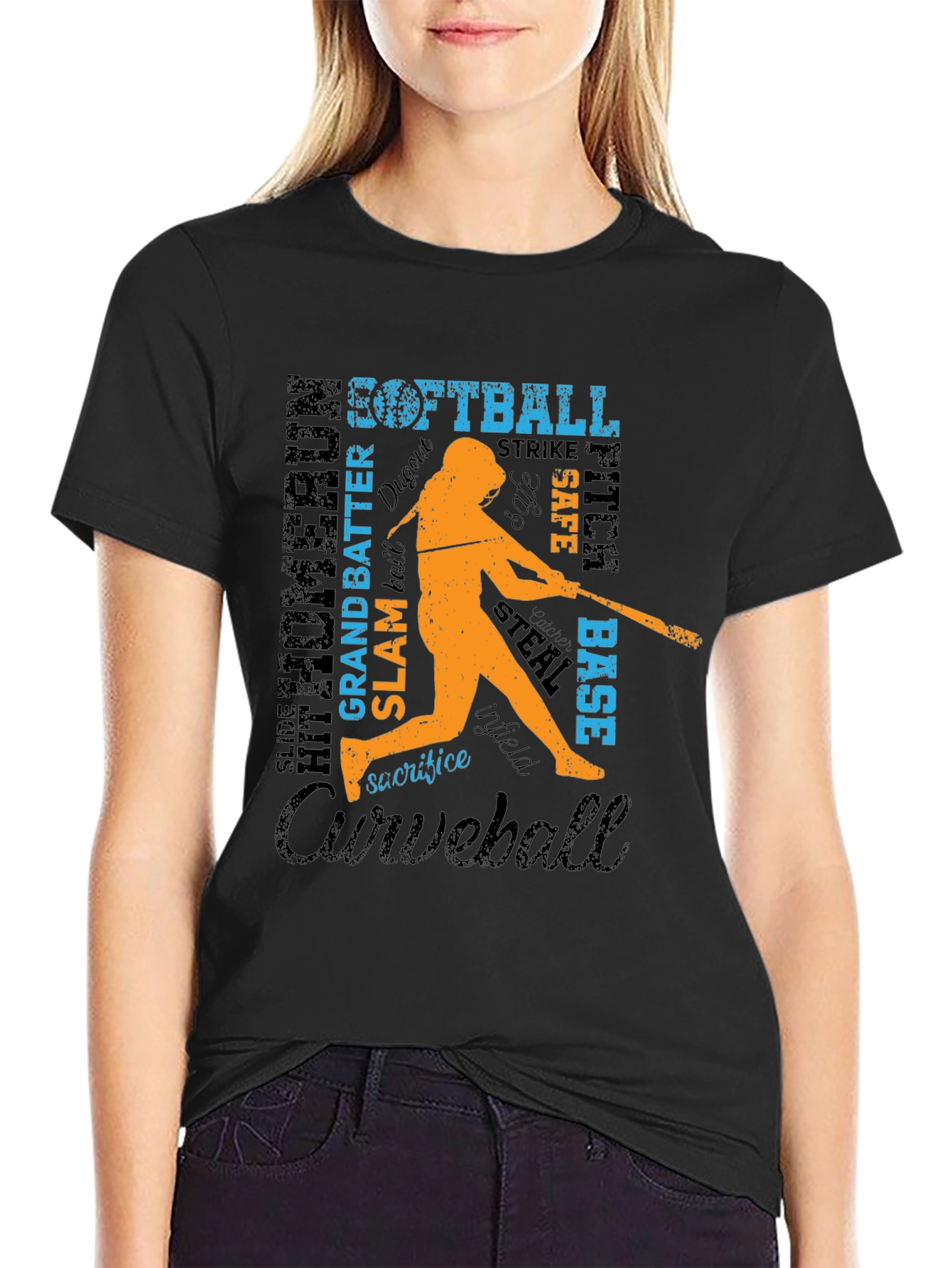 Softball Word Art Graphic T-Shirt