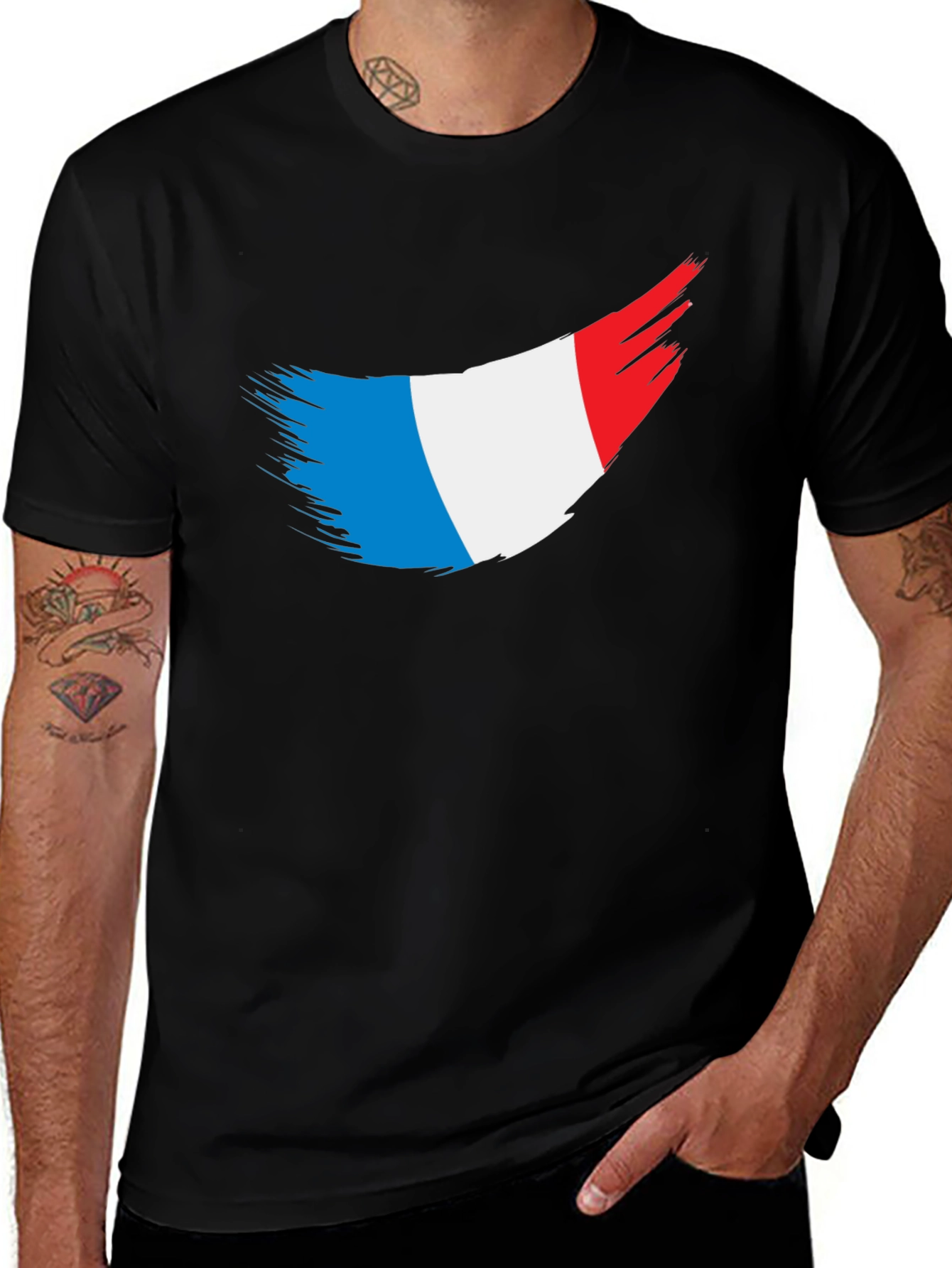French Flag T-Shirt - Black Tee