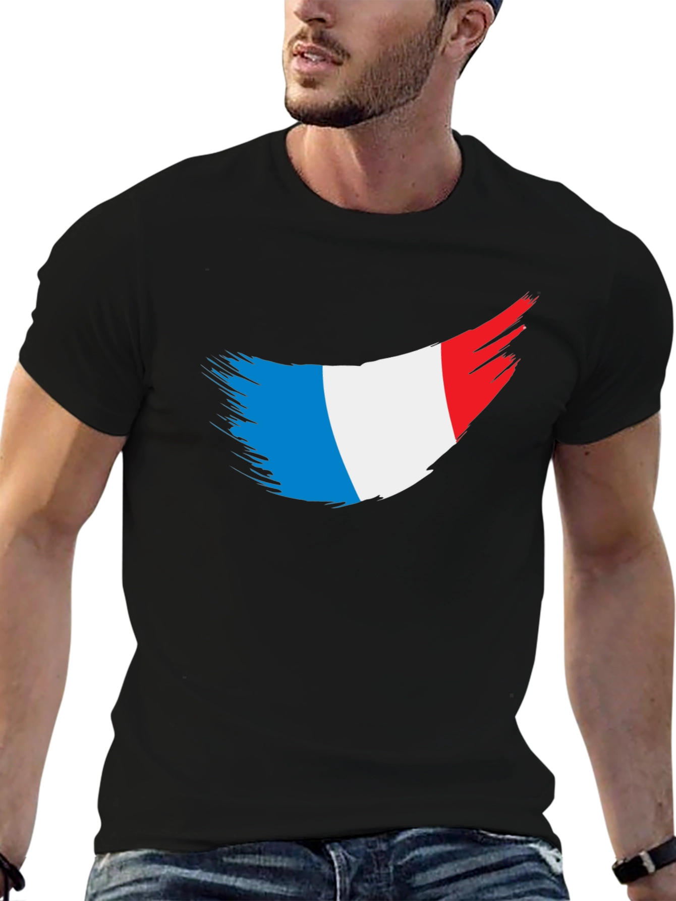 French Flag T-Shirt - Black Tee