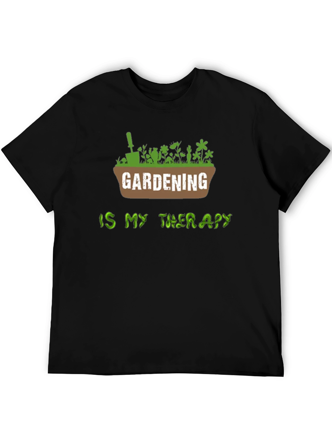 Gardening Is My Therapy T-Shirt - Black Cotton Tee