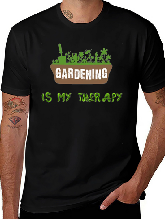 Gardening Is My Therapy T-Shirt - Black Cotton Tee