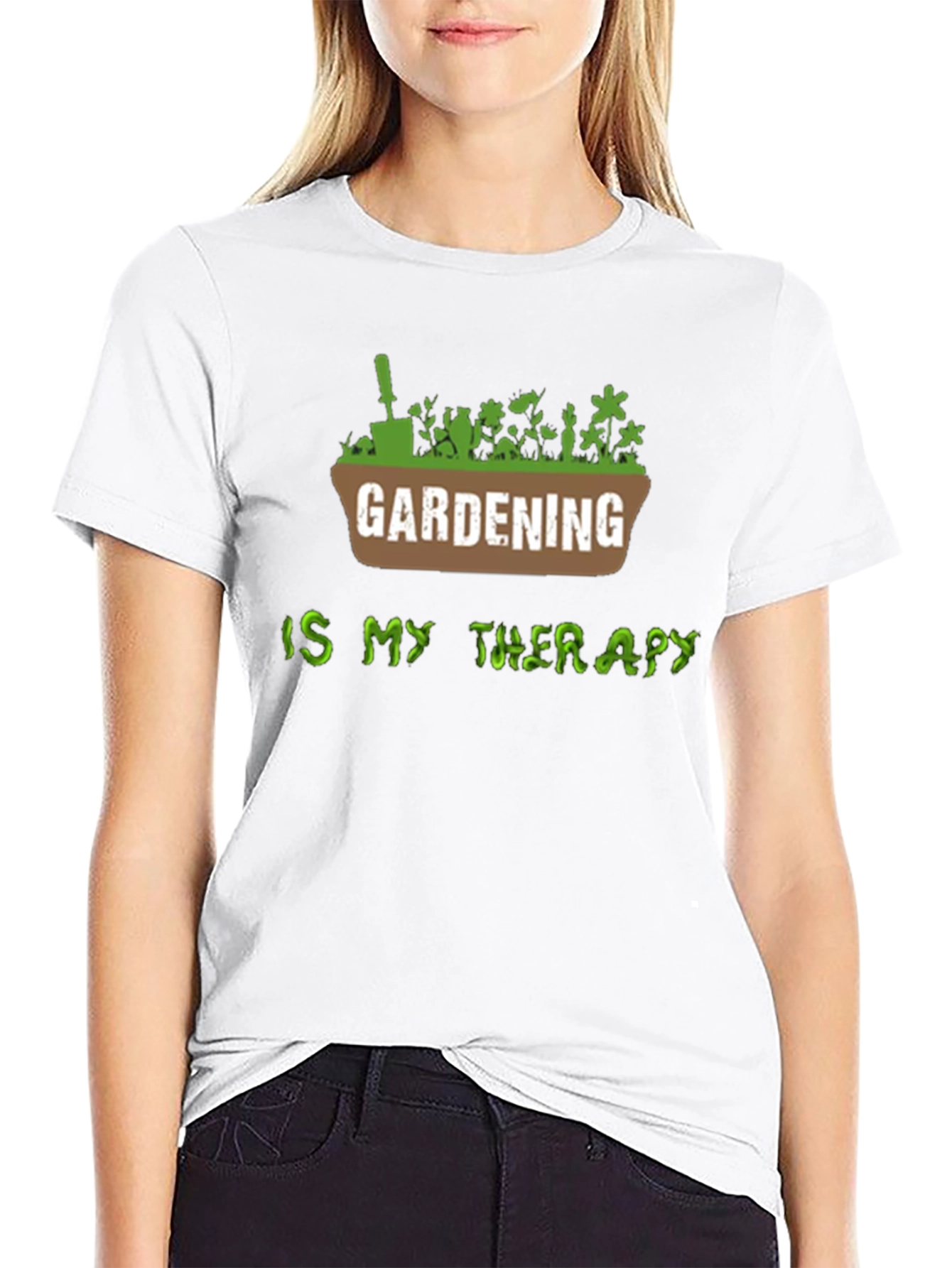 Gardening Is My Therapy T-Shirt - Black Cotton Tee