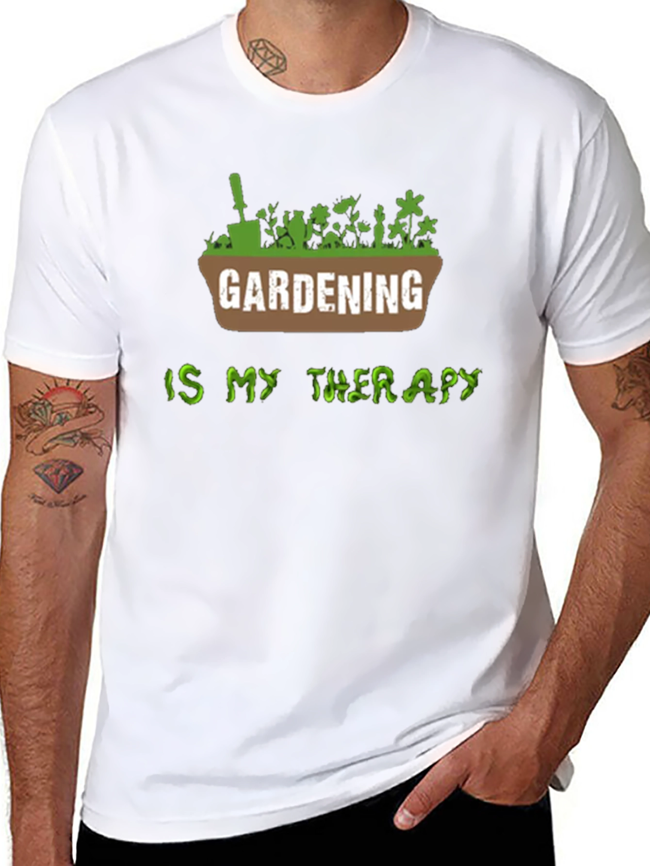 Gardening Is My Therapy T-Shirt - Black Cotton Tee