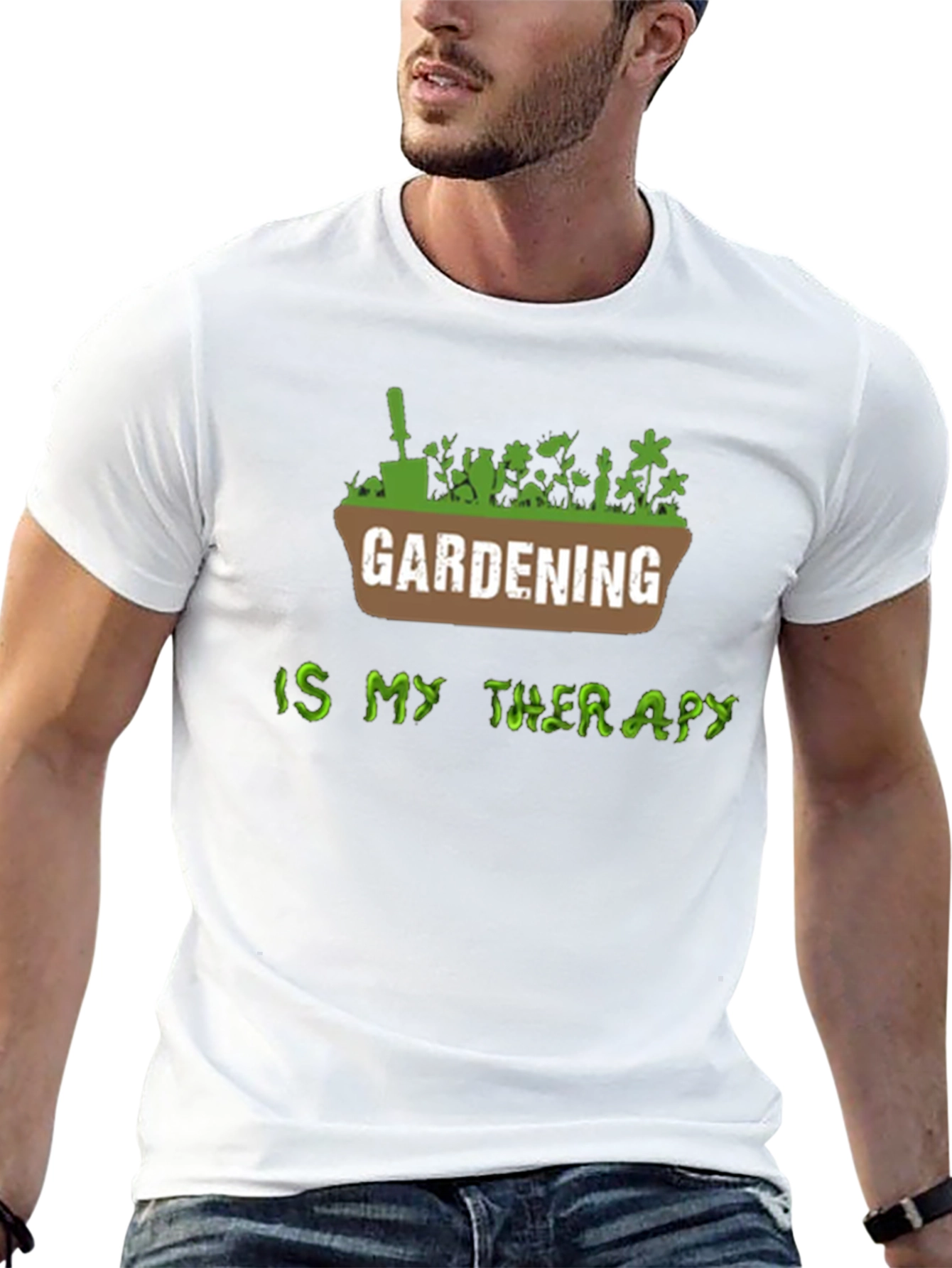 Gardening Is My Therapy T-Shirt - Black Cotton Tee