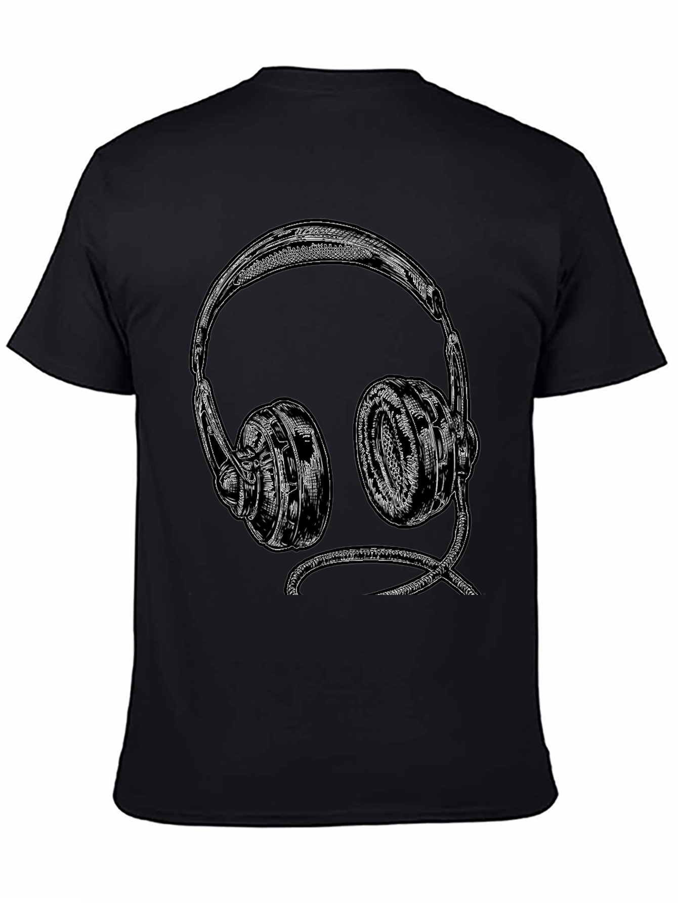 Retro Headphones Graphic Tee - Black