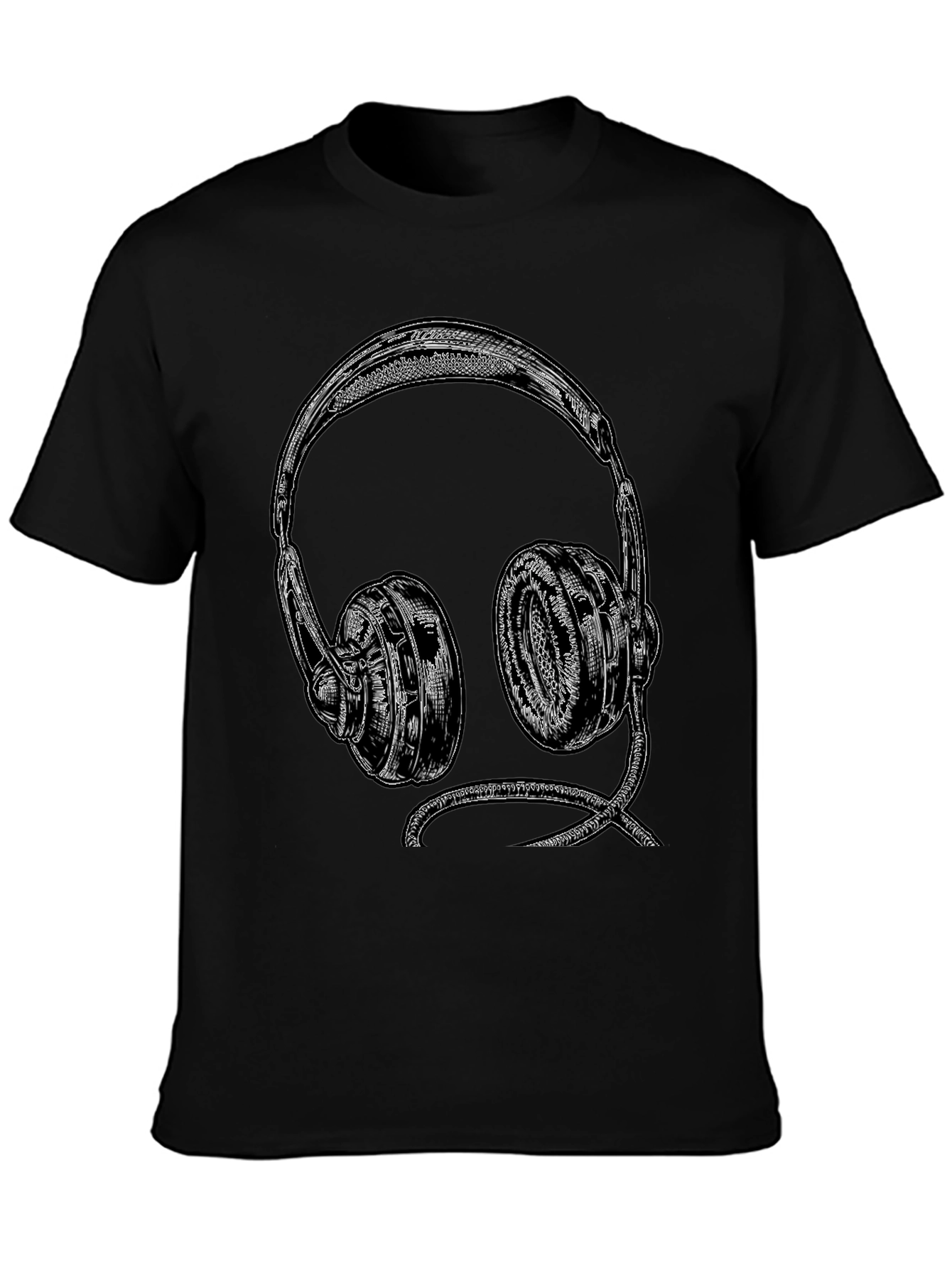 Retro Headphones Graphic Tee - Black