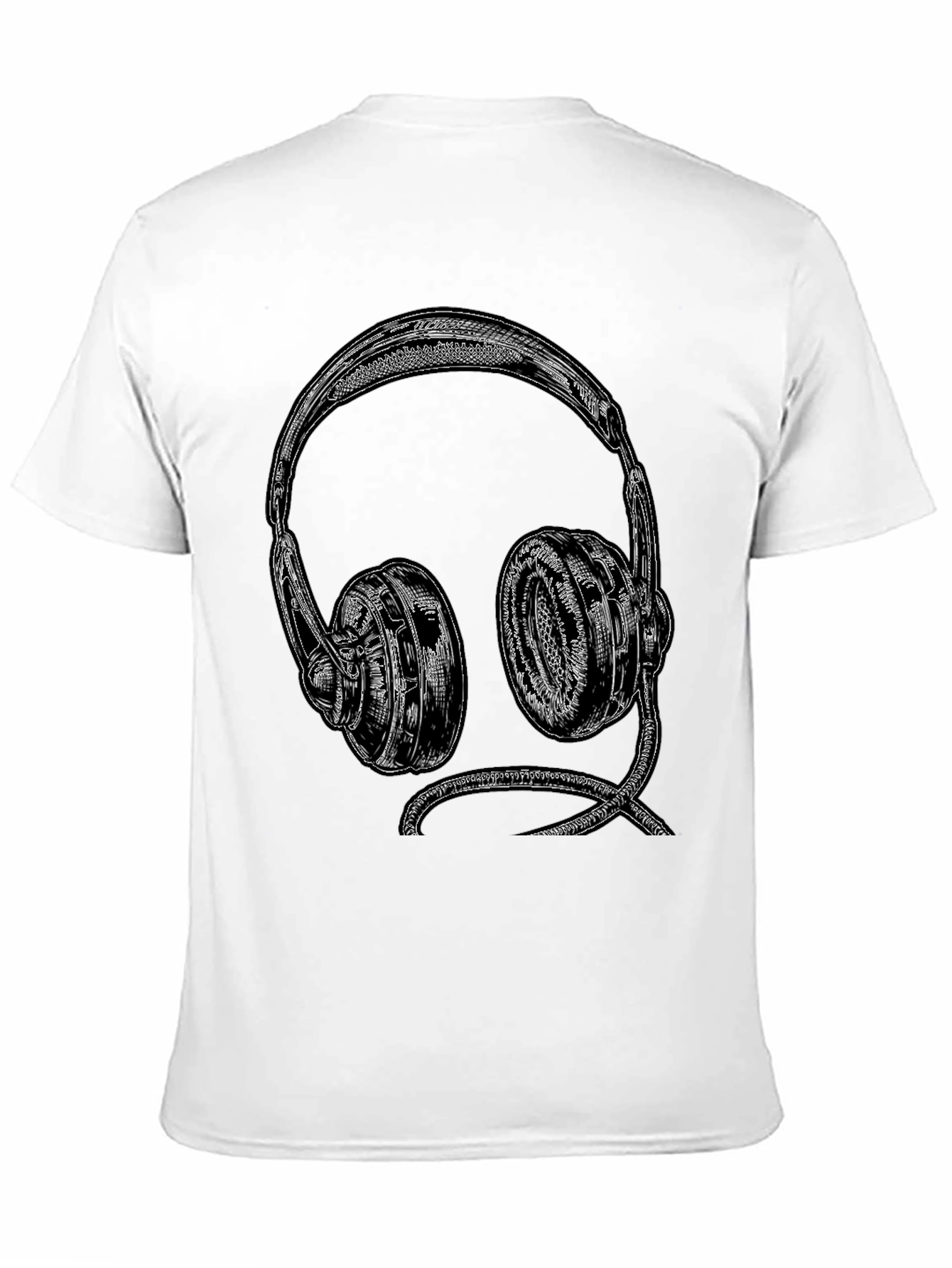 Retro Headphones Graphic Tee - Black