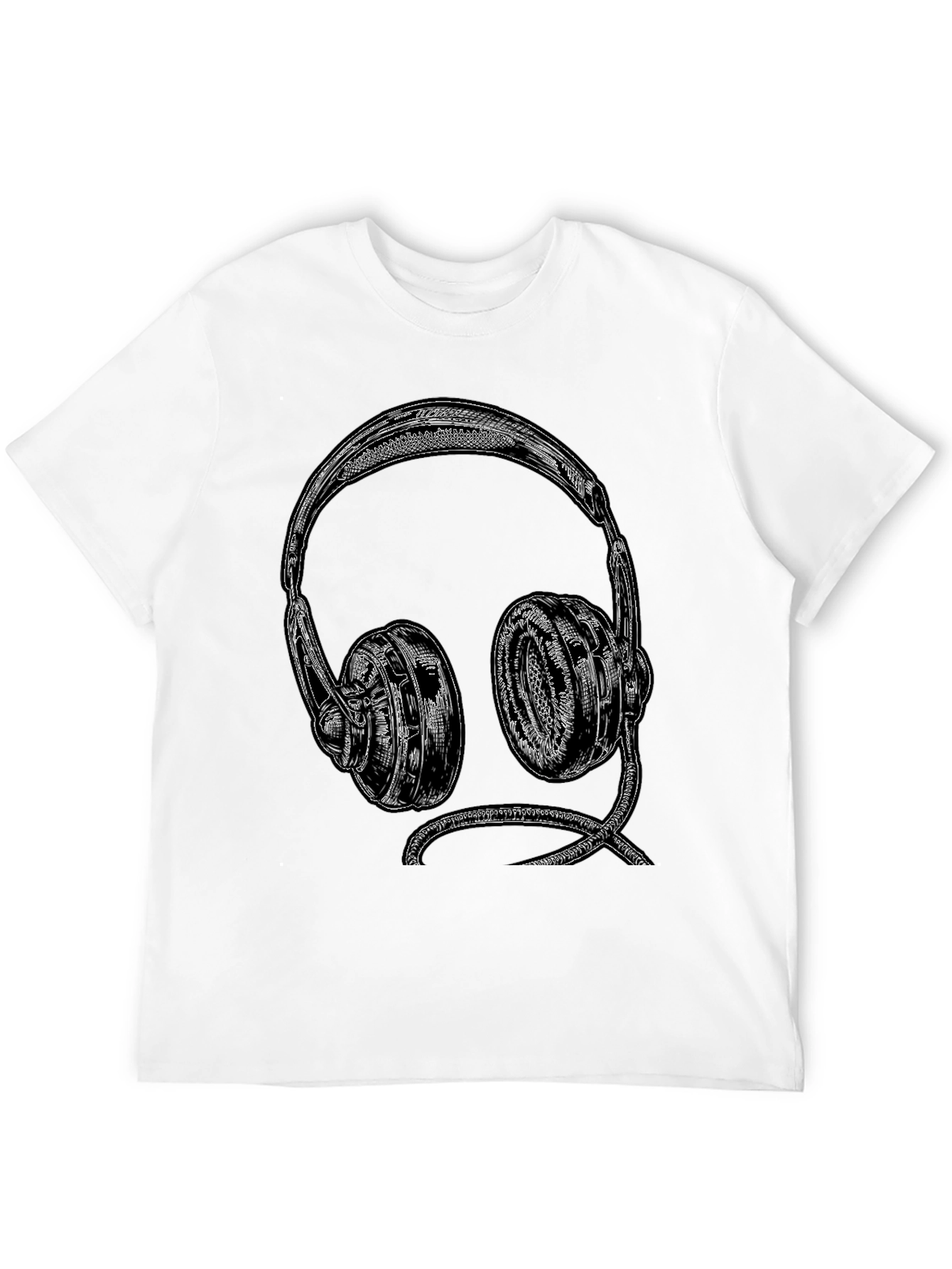 Retro Headphones Graphic Tee - Black