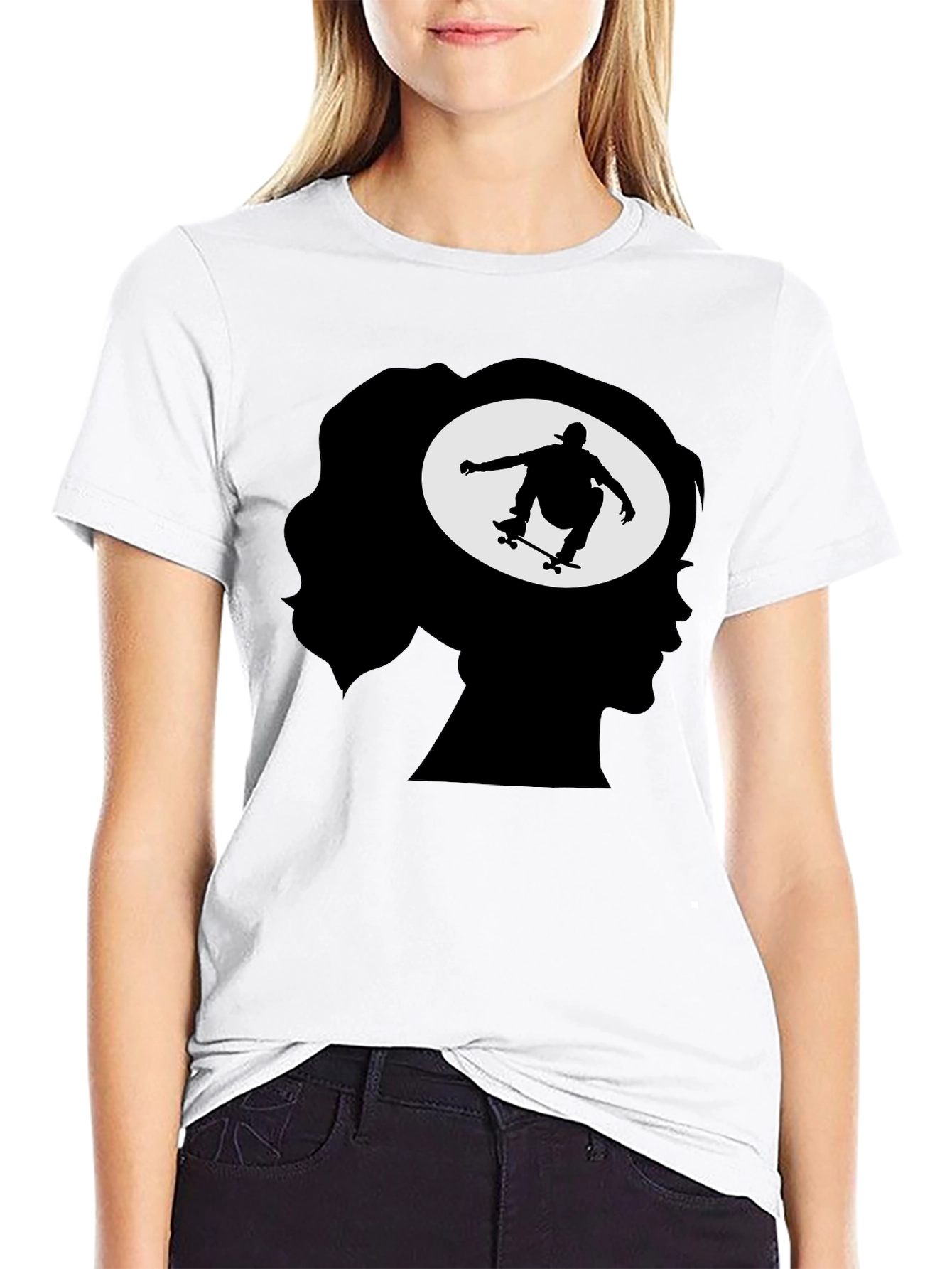 Skateboarder Silhouette Graphic Tee - Cool Trendy Design