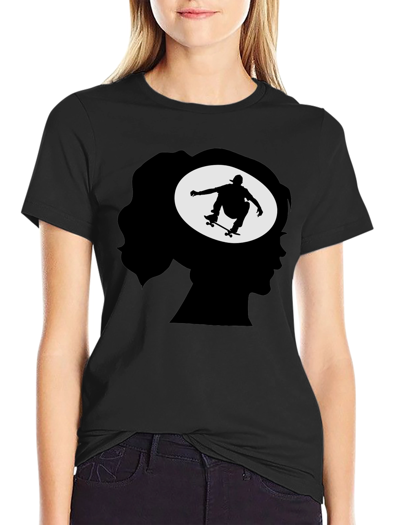 Skateboarder Silhouette Graphic Tee - Cool Trendy Design