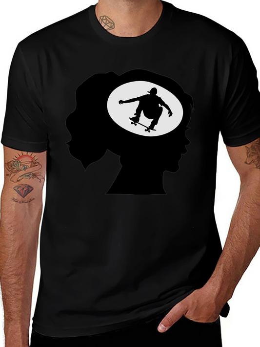 Skateboarder Silhouette Graphic Tee - Cool Trendy Design