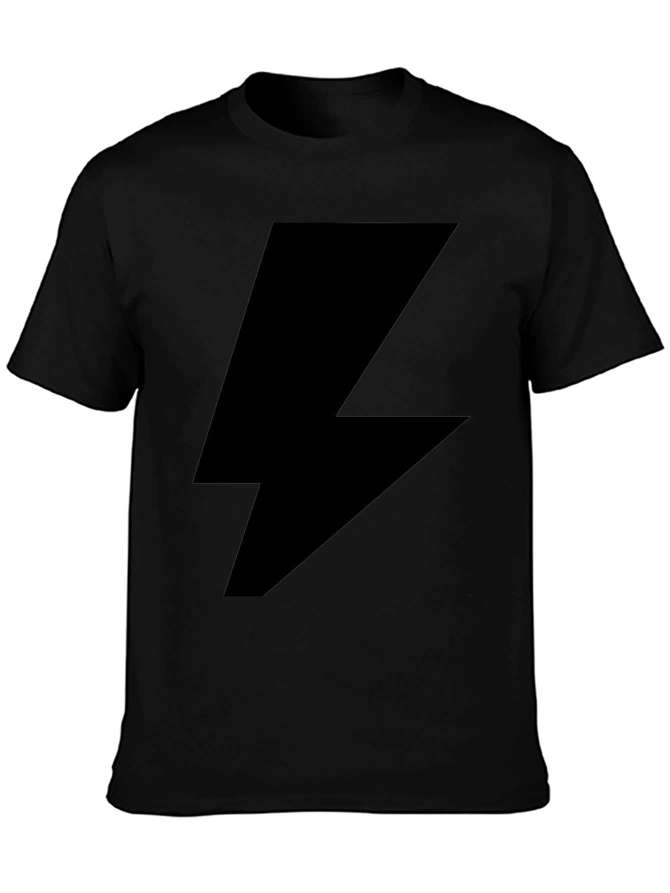 Lightning Bolt Graphic Tee - Black Cotton T-Shirt