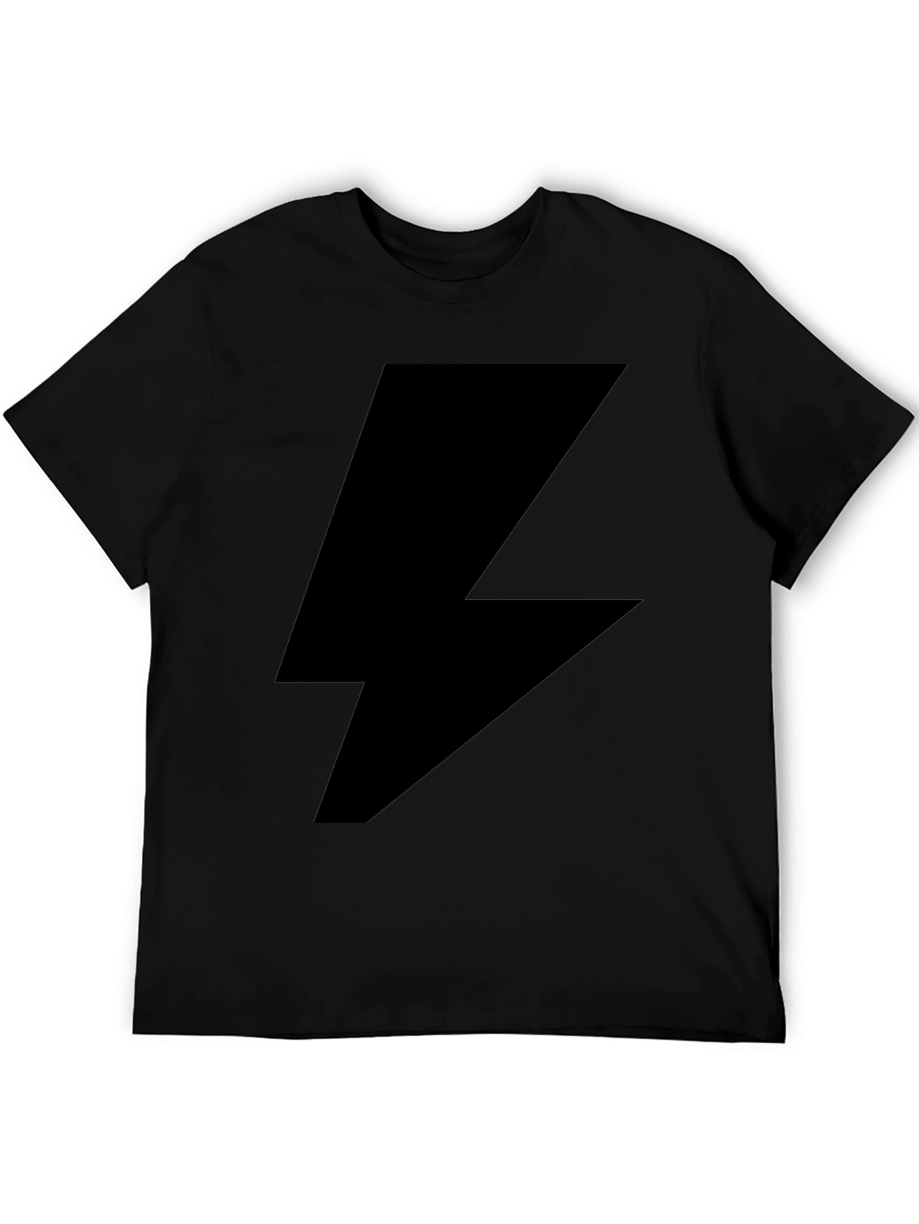 Lightning Bolt Graphic Tee - Black Cotton T-Shirt