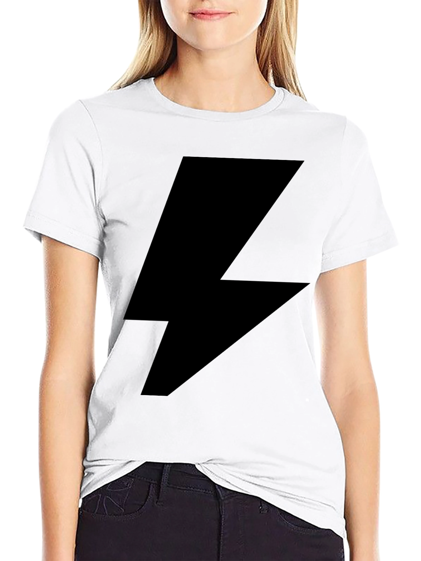 Lightning Bolt Graphic Tee - Black Cotton T-Shirt