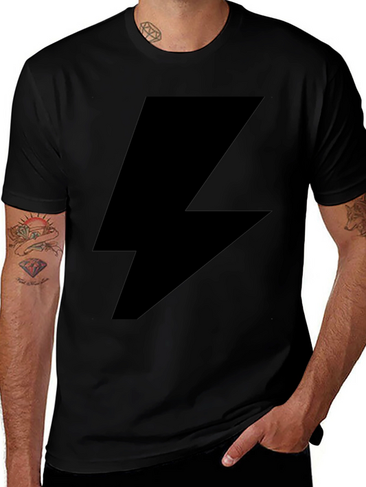 Lightning Bolt Graphic Tee - Black Cotton T-Shirt