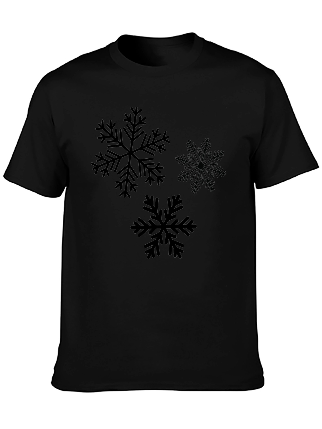 Snowflake Graphic Print Black T-Shirt