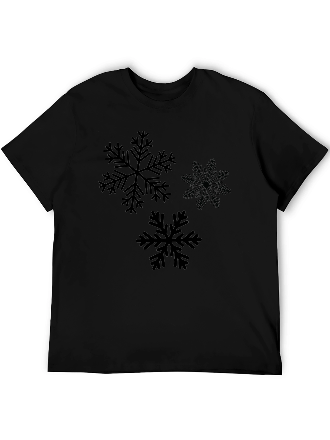 Snowflake Graphic Print Black T-Shirt