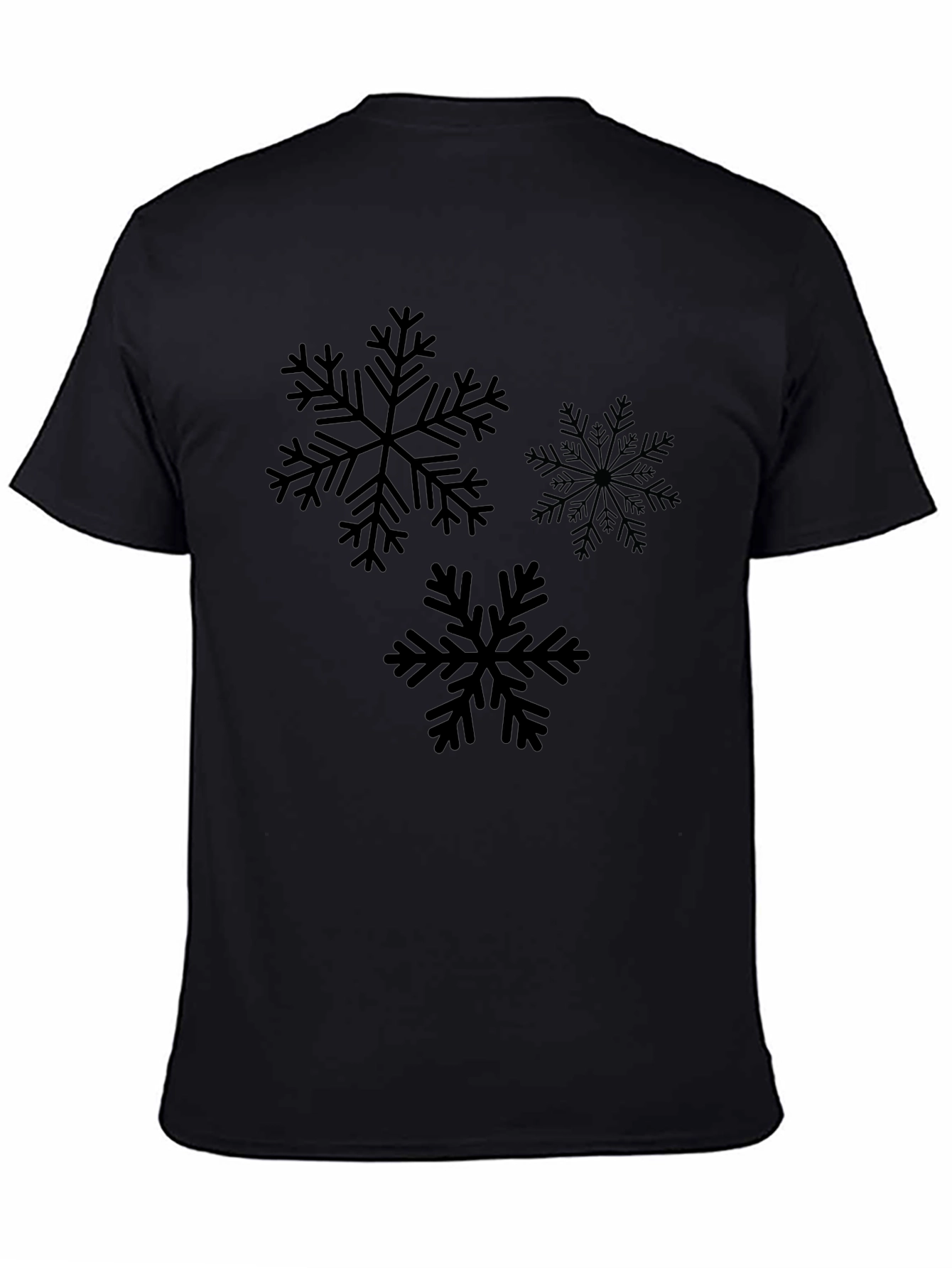 Snowflake Graphic Print Black T-Shirt