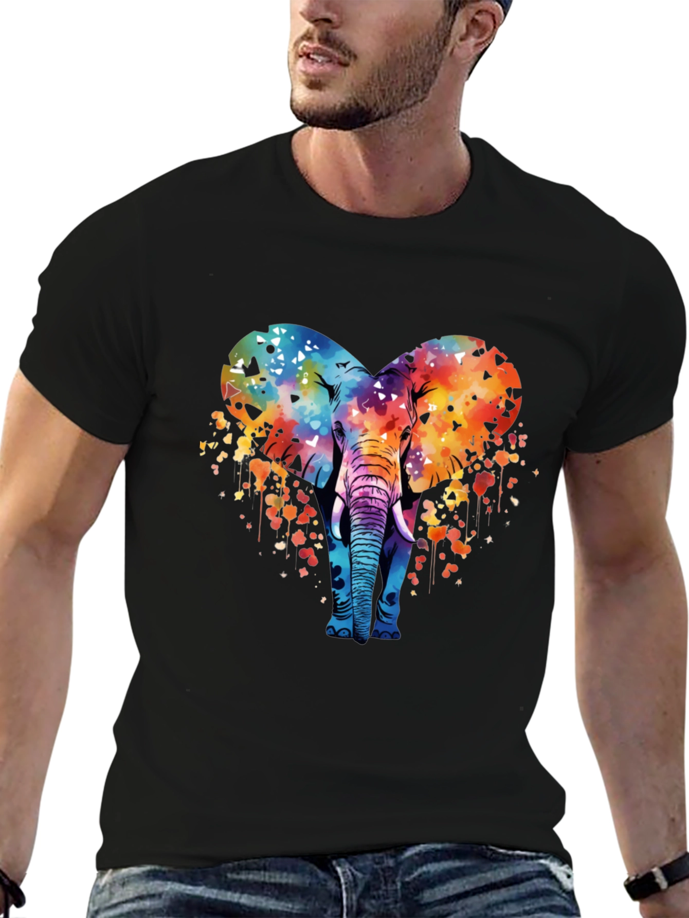 Elephant Heart Graphic Tee - Stylish Mens T-Shirt