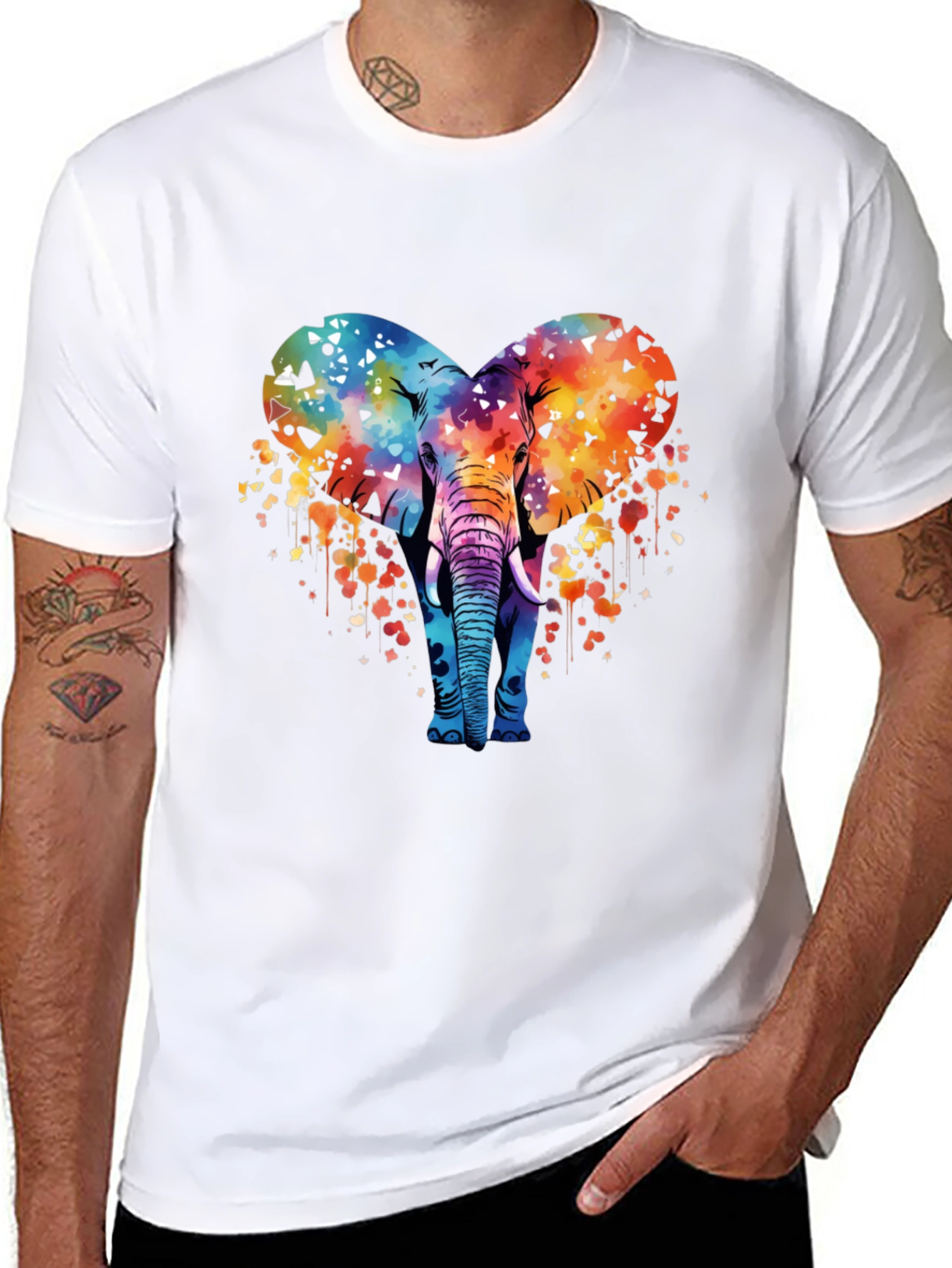 Elephant Heart Graphic Tee - Stylish Mens T-Shirt