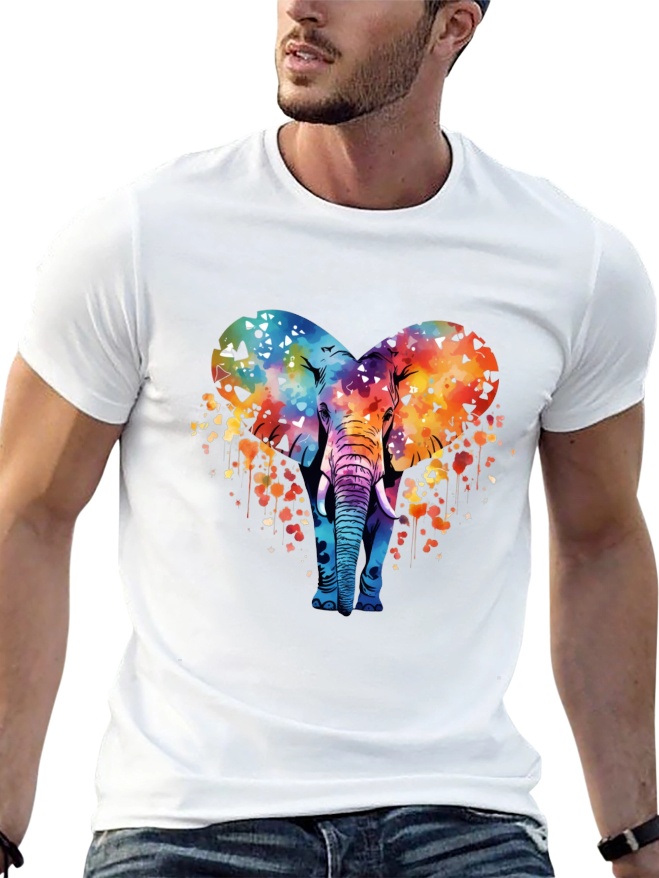 Elephant Heart Graphic Tee - Stylish Mens T-Shirt