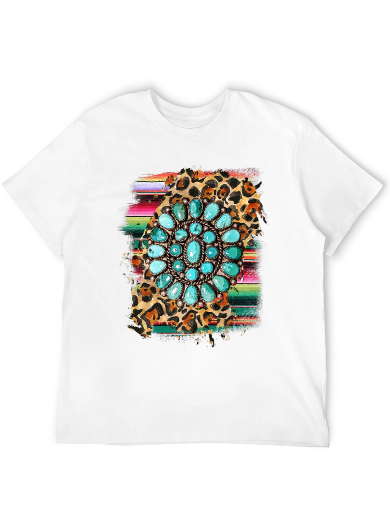 Turquoise Blossom Graphic Tee - Western Style