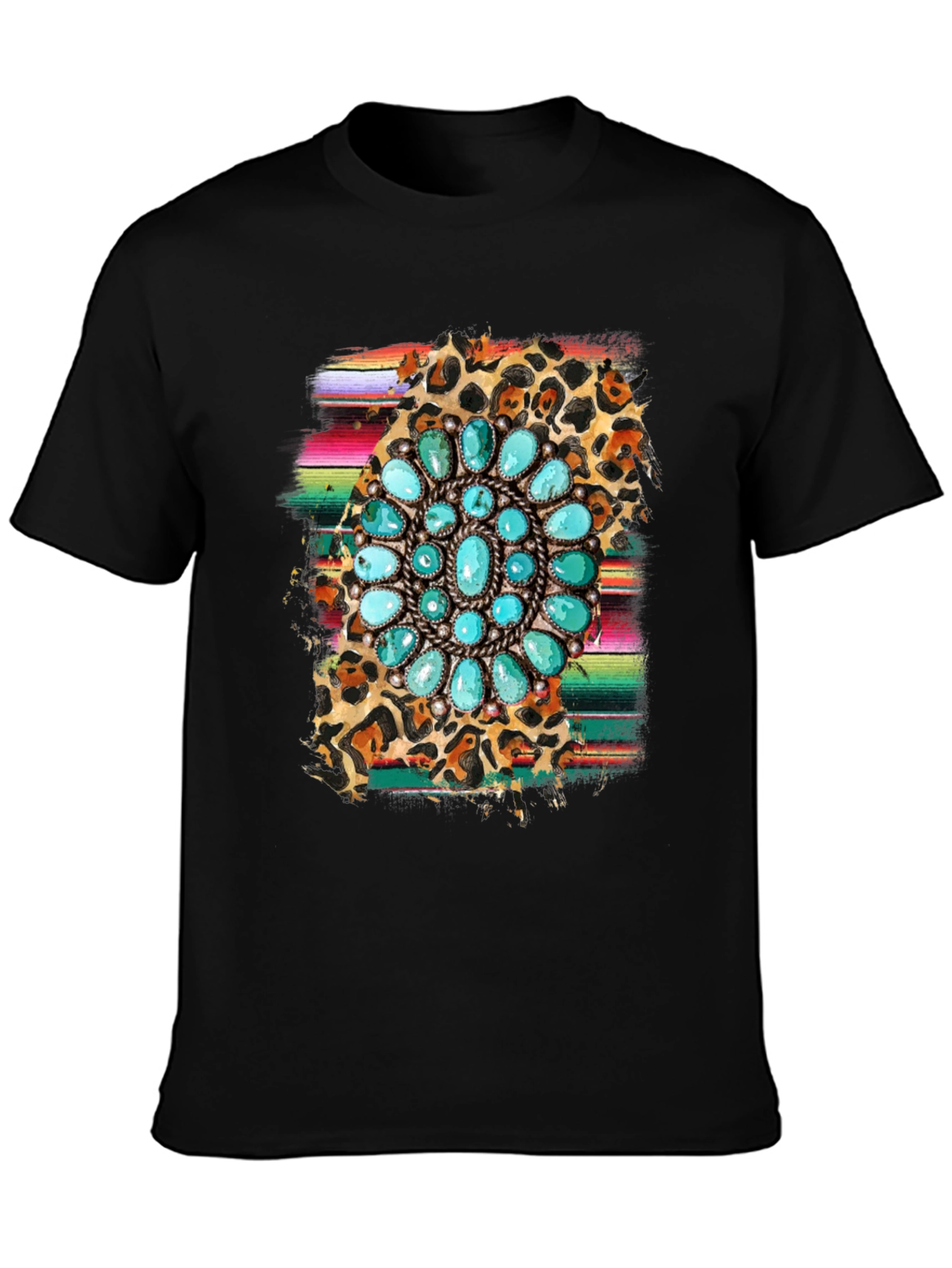 Turquoise Blossom Graphic Tee - Western Style